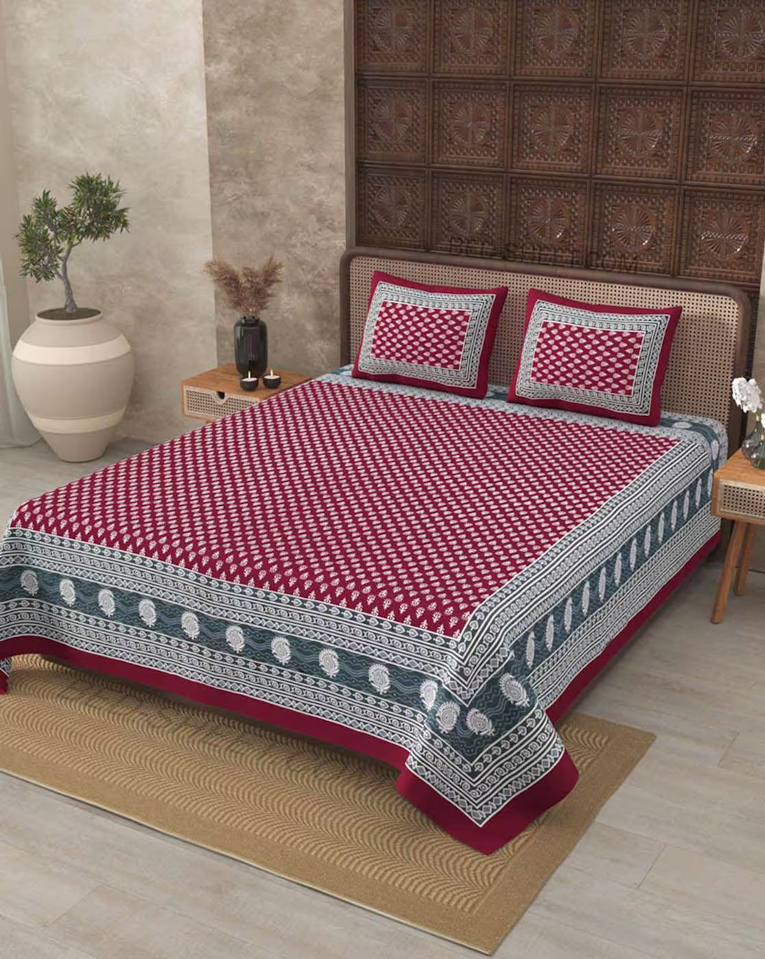 Pure Cotton Traditional Mandala Jaipuri Printed Bedsheet for Double