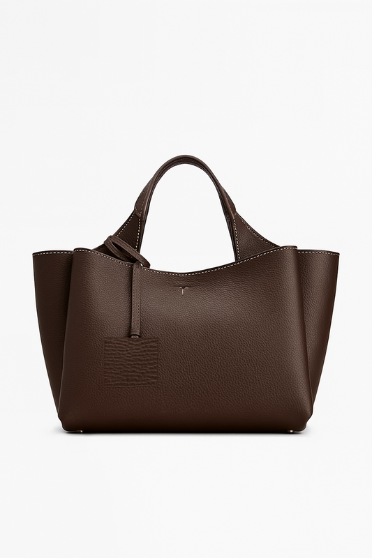 BS BAG Elegant Dark Brown Textured Leather Tote Bag for Women with