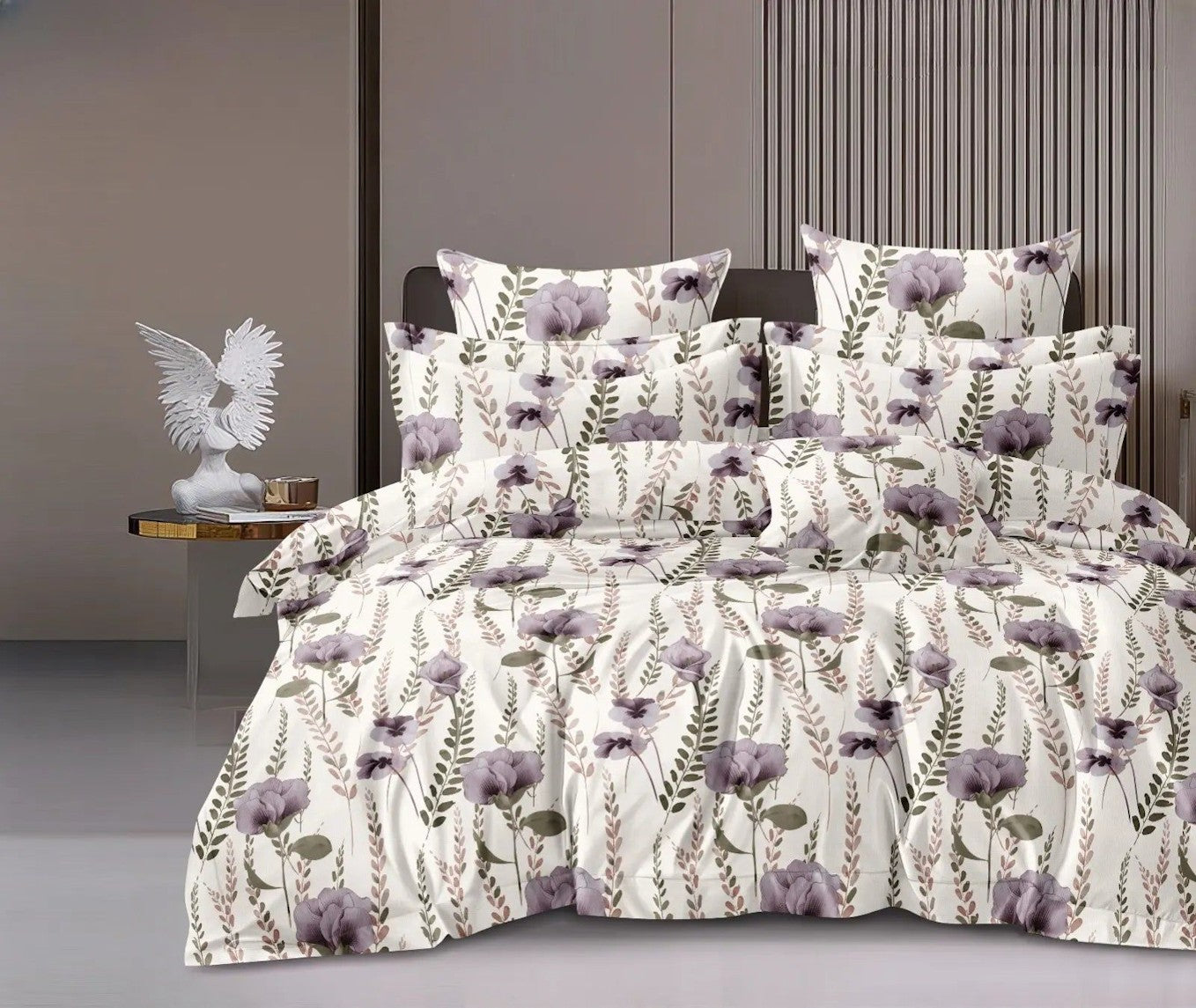 NESTLOOM King Size Fitted Bedsheet (Purple)