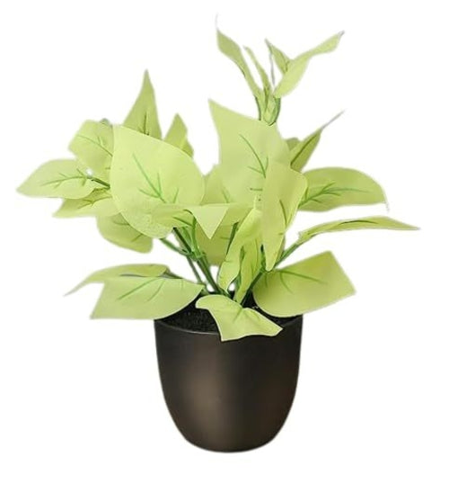 Artificial Plant Bush in Plastic Pot for Home Decor Black Pot