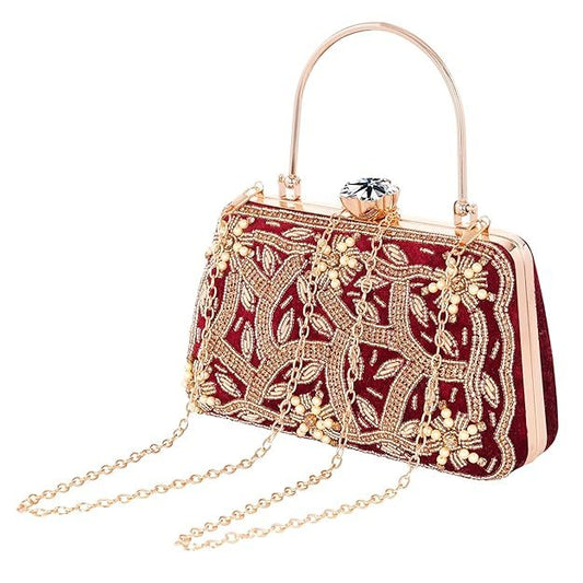 A.E Emboried Wedding Beautiful Maroon Clutch |Fancy Ladies Purse |