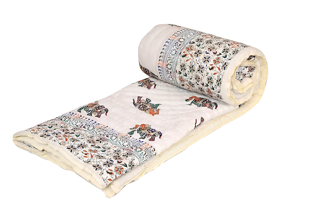 Beautiful Elephant Print Soft Cotton Single Bed Blanket Color 2X1.5 M