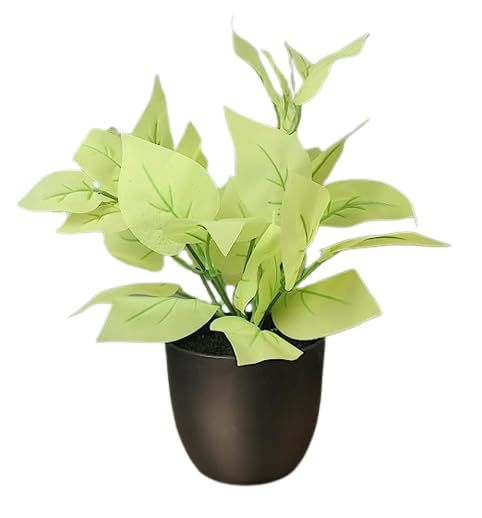Artificial Plant Bush in Plastic Pot for Home Decor Black Pot