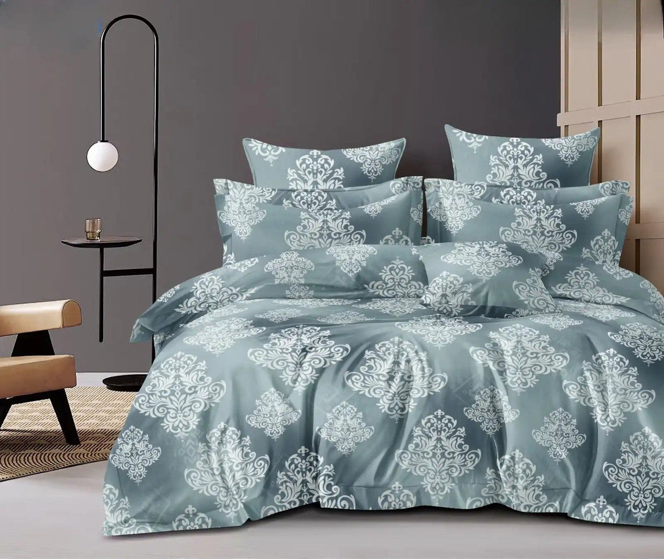 NESTLOOM King Size Fitted Bedsheet (Cyan)