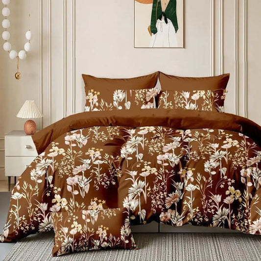 NESTLOOM Heavy Glace Cotton Bedsheet-Brown