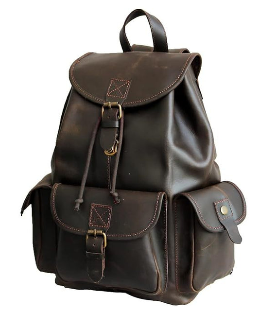 Brown Leather Backpack Vintage Rucksack