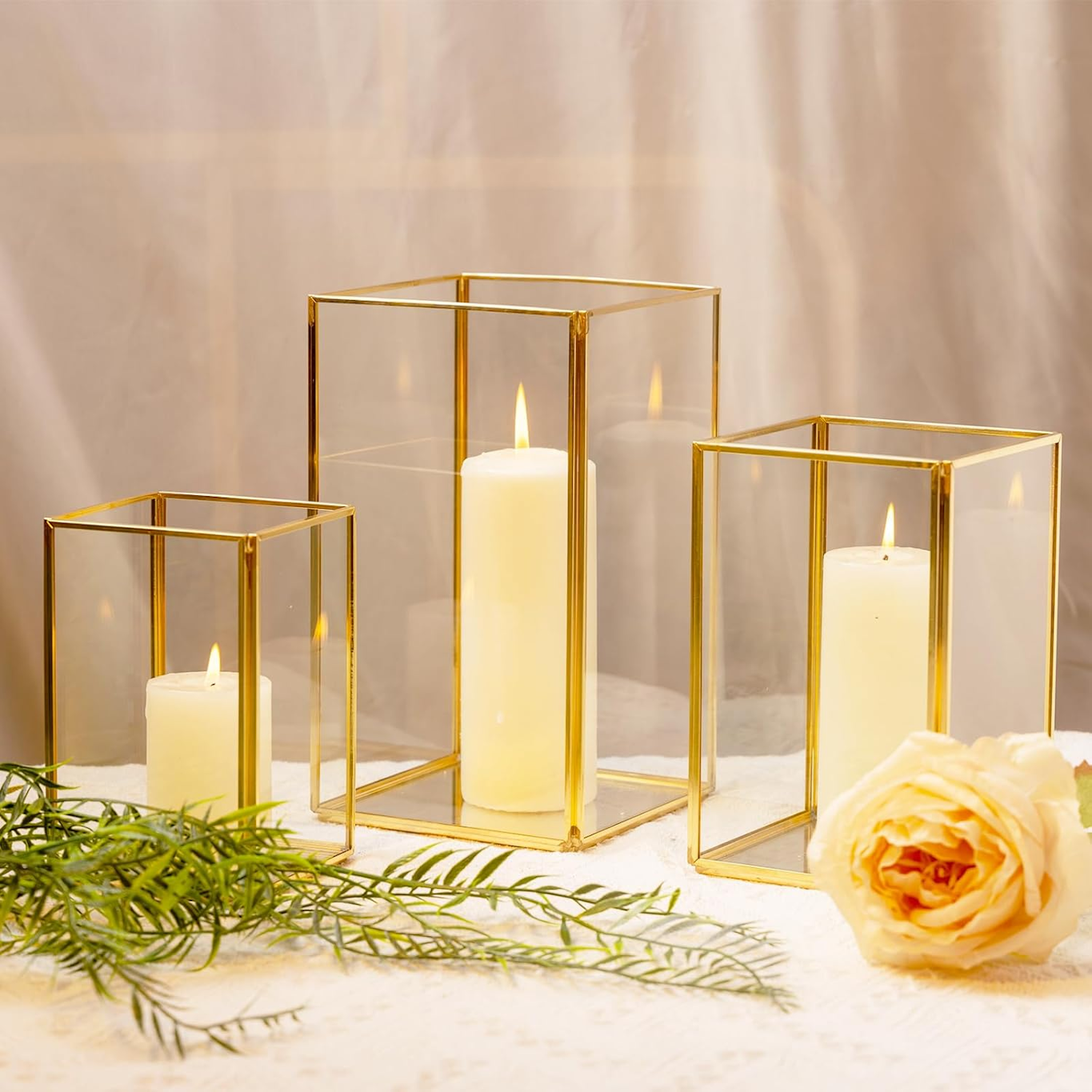 Large Hurricane Candle Holder Set of 3