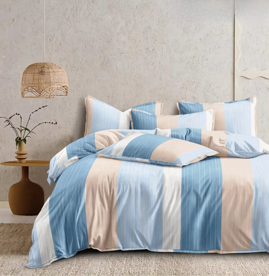 NESTLOOM King Size Fitted Bedsheet (Sky Blue)