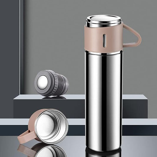 Stainless Steel Vaccum Flask Bottle with 3 Cups Insulated Mug with