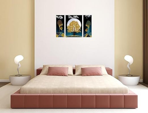 paintings Set of 3 Modern Art Tree MDF UV Textured Painting 12 Inch X