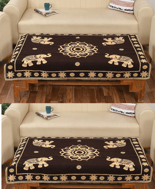 Luxurious Attractive Elephant Self Design Cotton 4 Seater Center Table