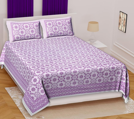 100% Cotton 160 TC Big Flower Printed Single Bedsheets with 1 King