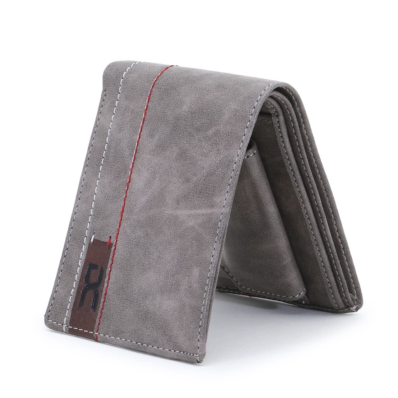 Men's Stylish Bi-Fold, Textured PU Leather, Latest Slim Wallets (Grey)