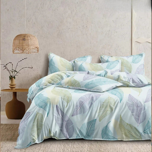 NESTLOOM King Size Fitted Bedsheet (Sea Mist)