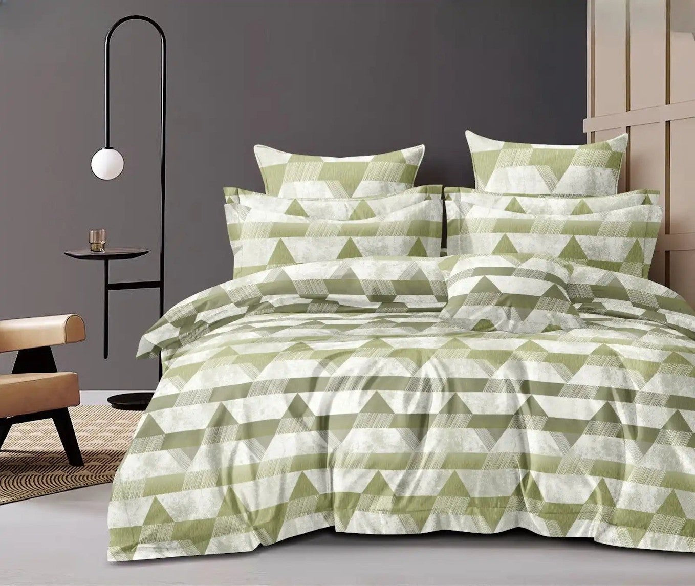NESTLOOM King Size Fitted Bedsheet (Olive green)