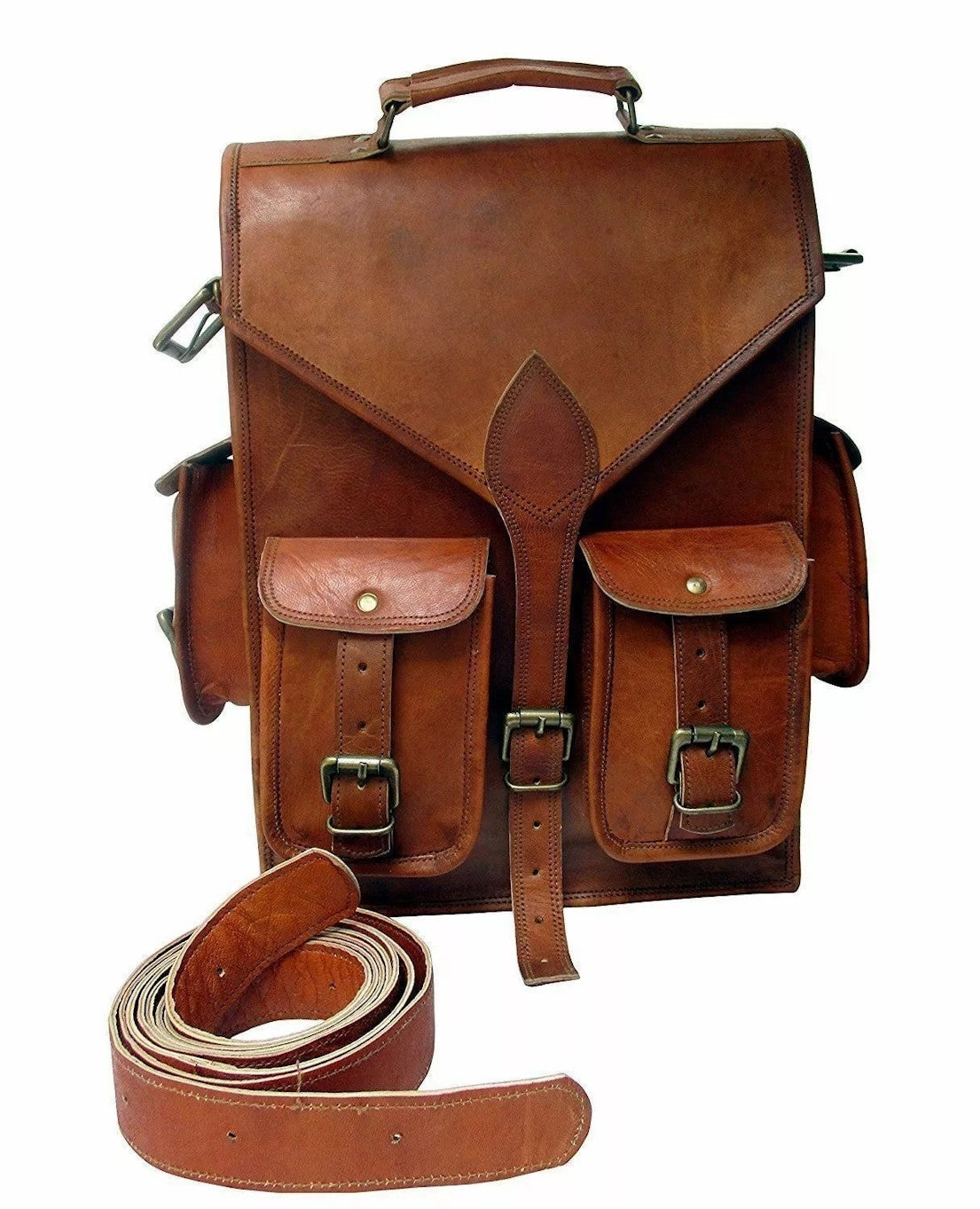 Leather Backpack Laptop Messenger Bag