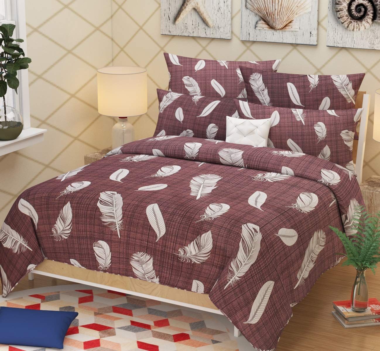 SilverWeave 160 TC Microfiber Queen Floral Flat Bedsheet (Pack of 1,