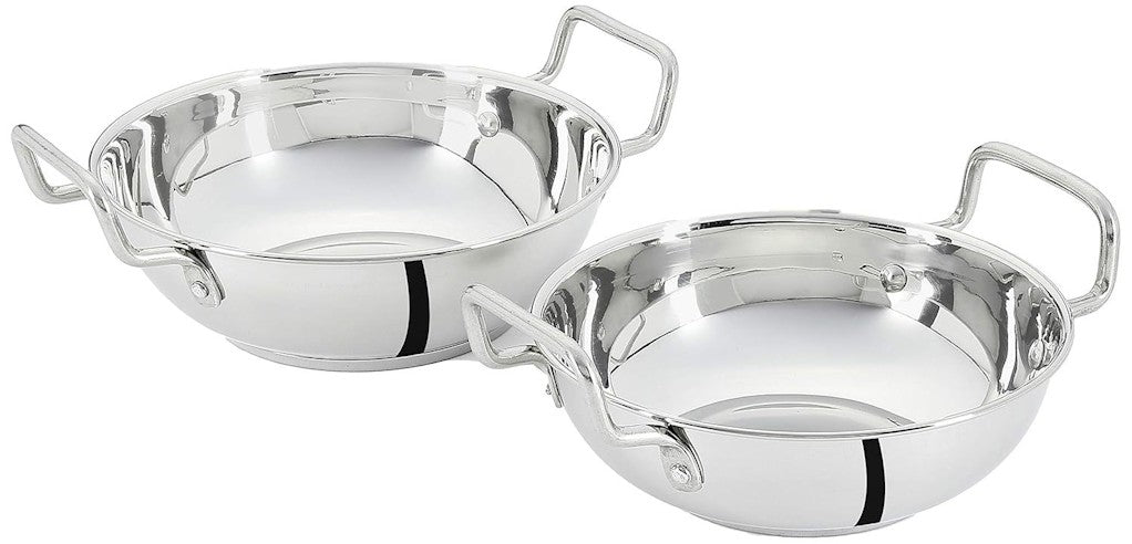 Stainless Steel Kadhai For Cooking Set OF 2(1.5L) Size 18X6 CM  Color