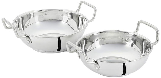 Stainless Steel Kadhai For Cooking Set OF 2(1.5L) Size 18X6 CM  Color