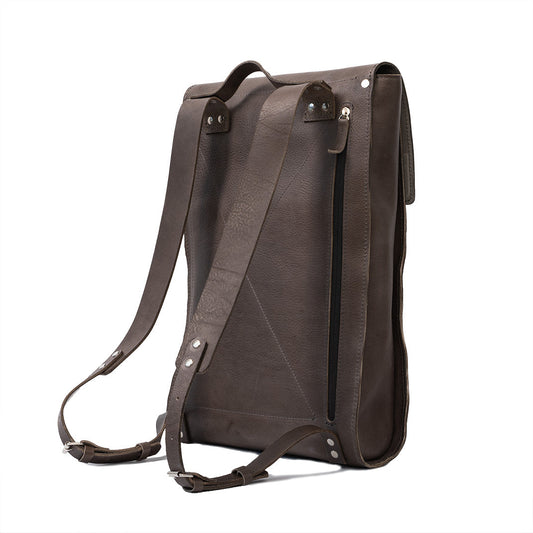 Leather laptop backpack - The Minimalist (Gray)