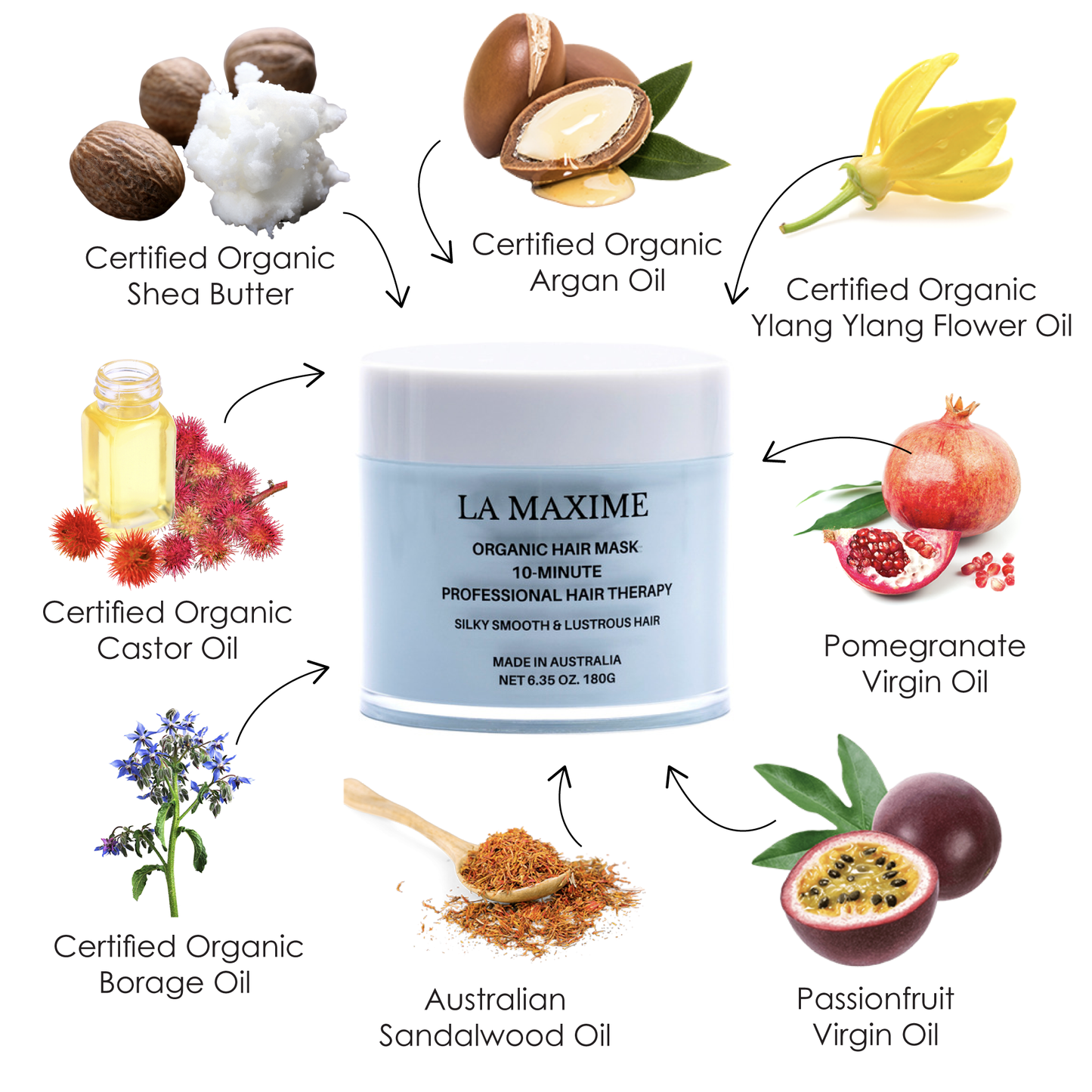 ORGANIC HAIR MASK 10-MINUTE PROFESSIONAL TREATMENT FOR DRY, FRIZZY