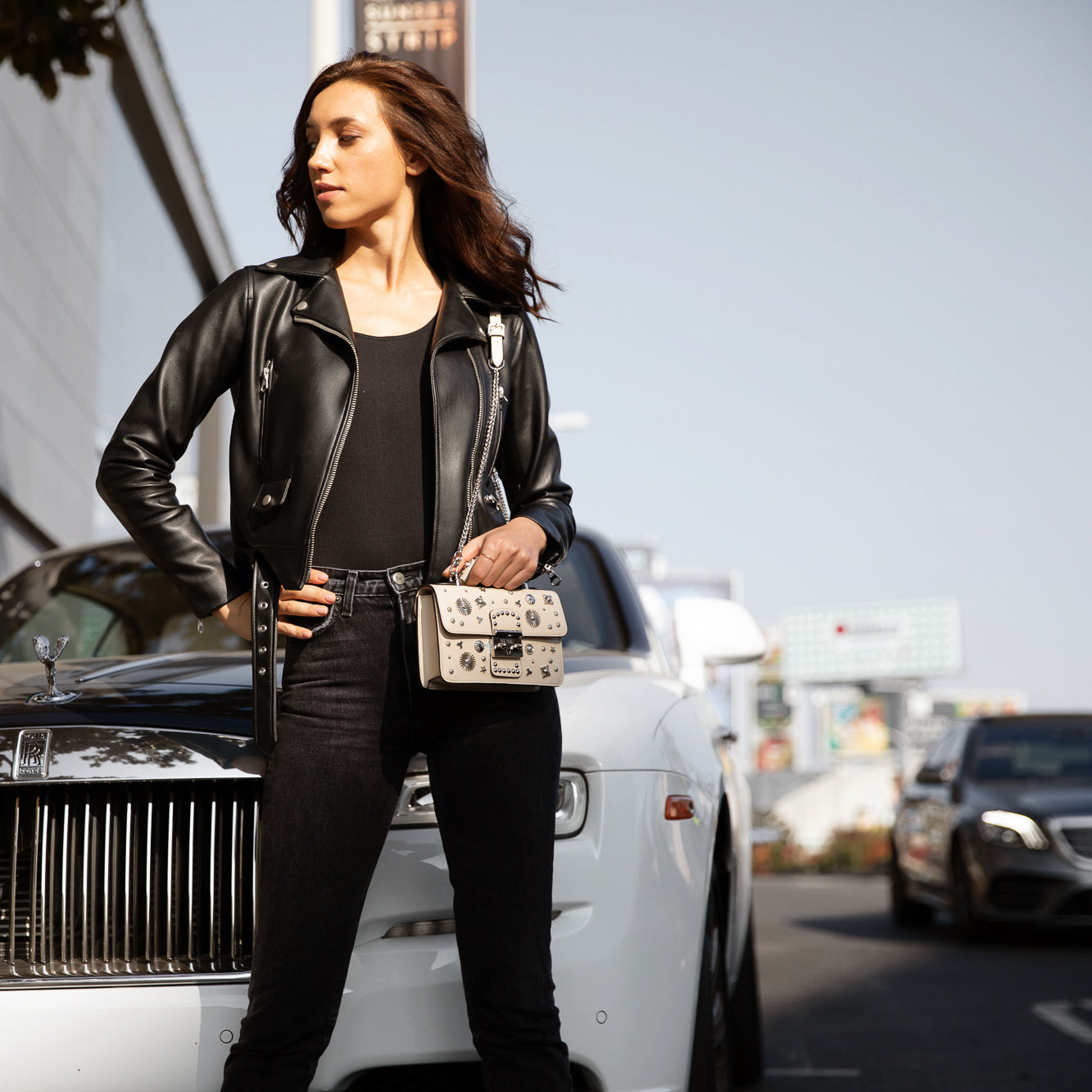 SUSU Small Leather Crossbody Bag Cream Off White Purse Women's Handbag