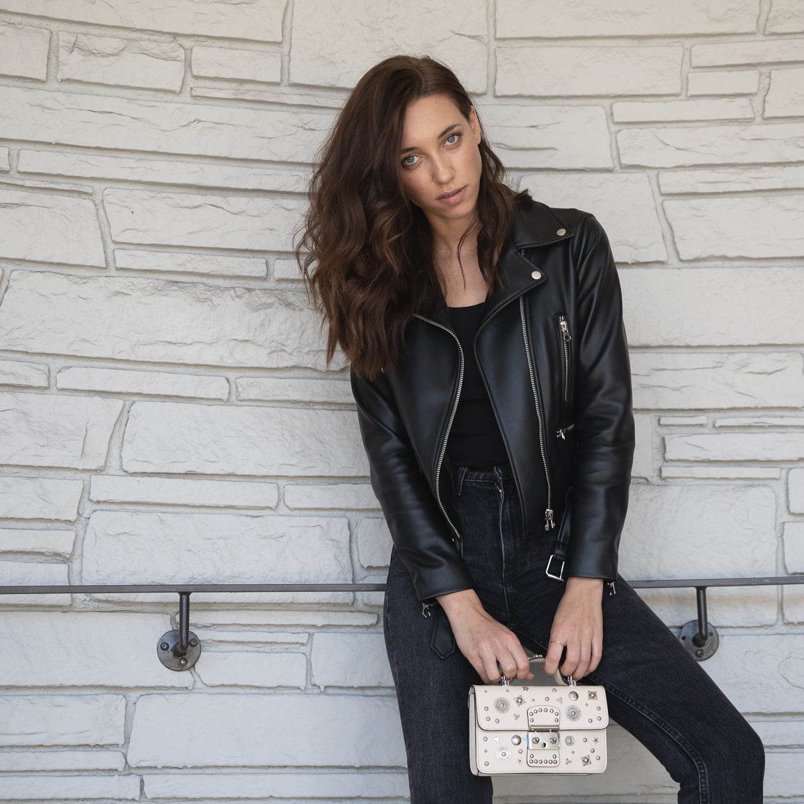 SUSU Small Leather Crossbody Bag Cream Off White Purse Women's Handbag