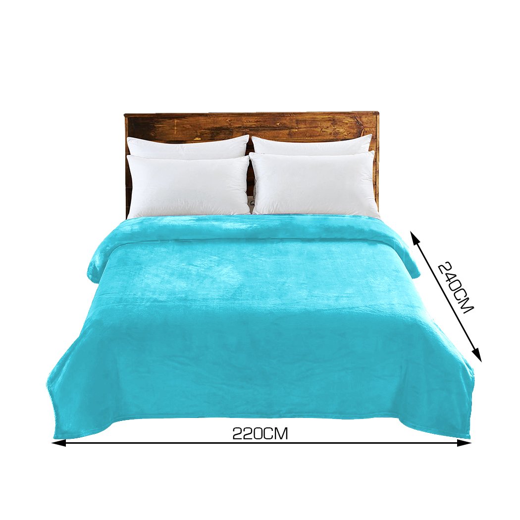 DreamZ 320GSM 220x240cm Ultra Soft Mink Blanket Warm Throw in Teal