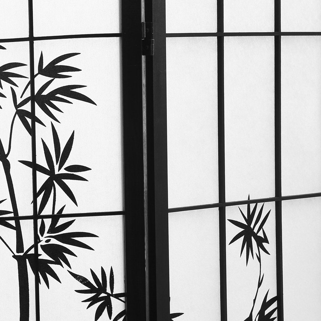 Levede 4 Panel Room Divider Screen Door Stand Privacy Fringe Wood Fold