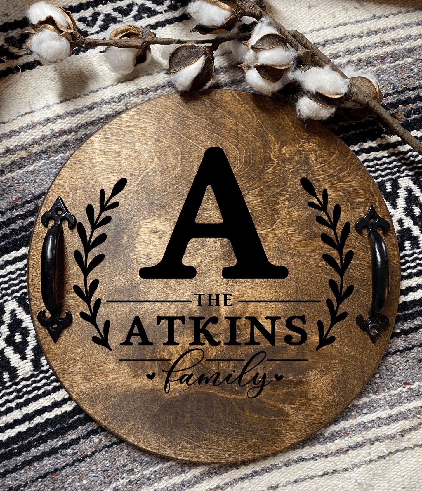 Personalized Family Name Serving Tray With Initial