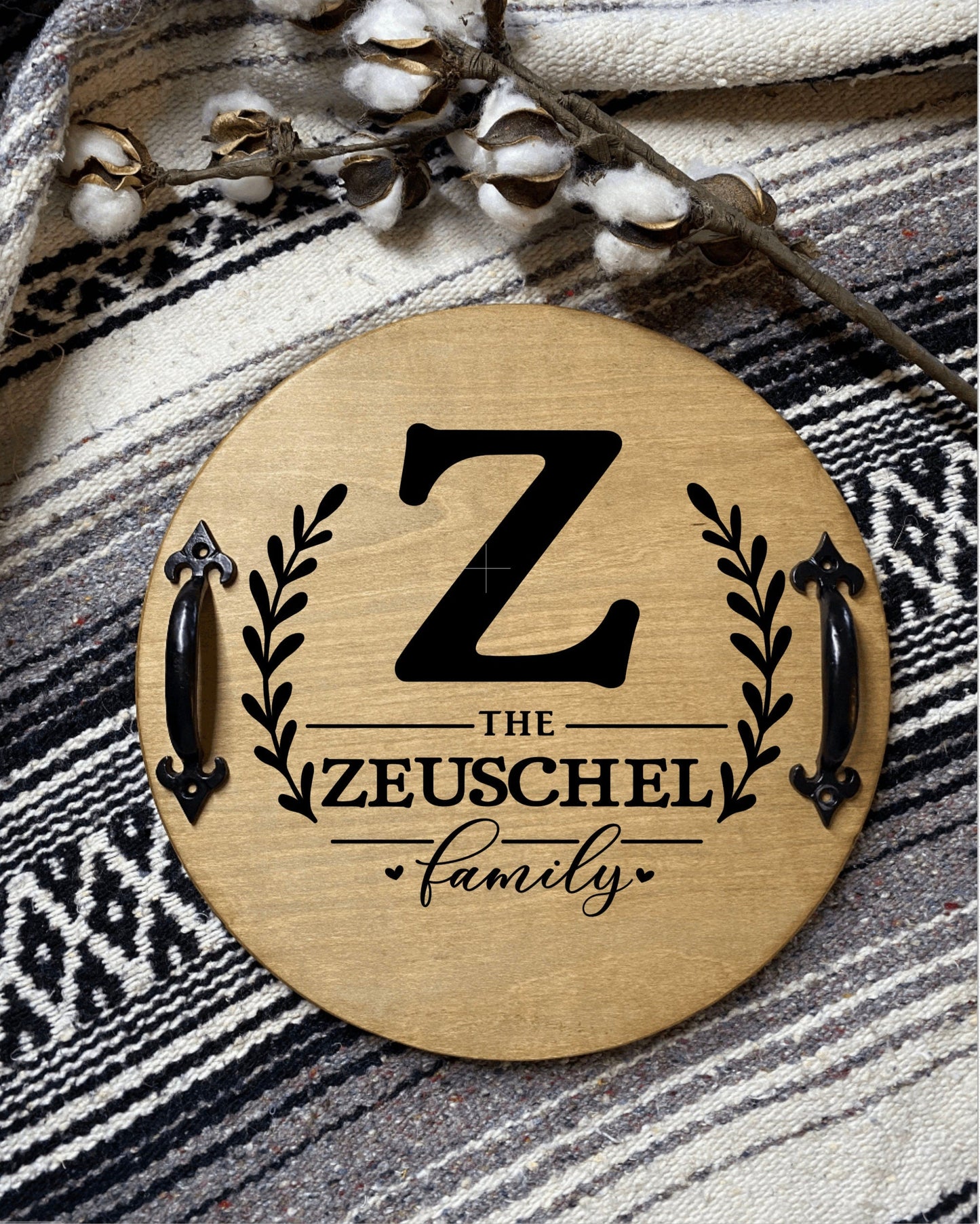 Personalized Family Name Serving Tray With Initial