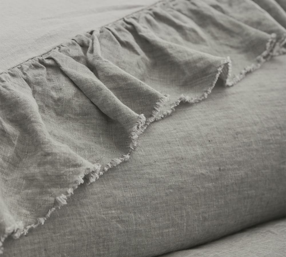 Light Grey - 100% Pure Linen | Linen Cotton Mix | 3 Piece Ruffle Duvet