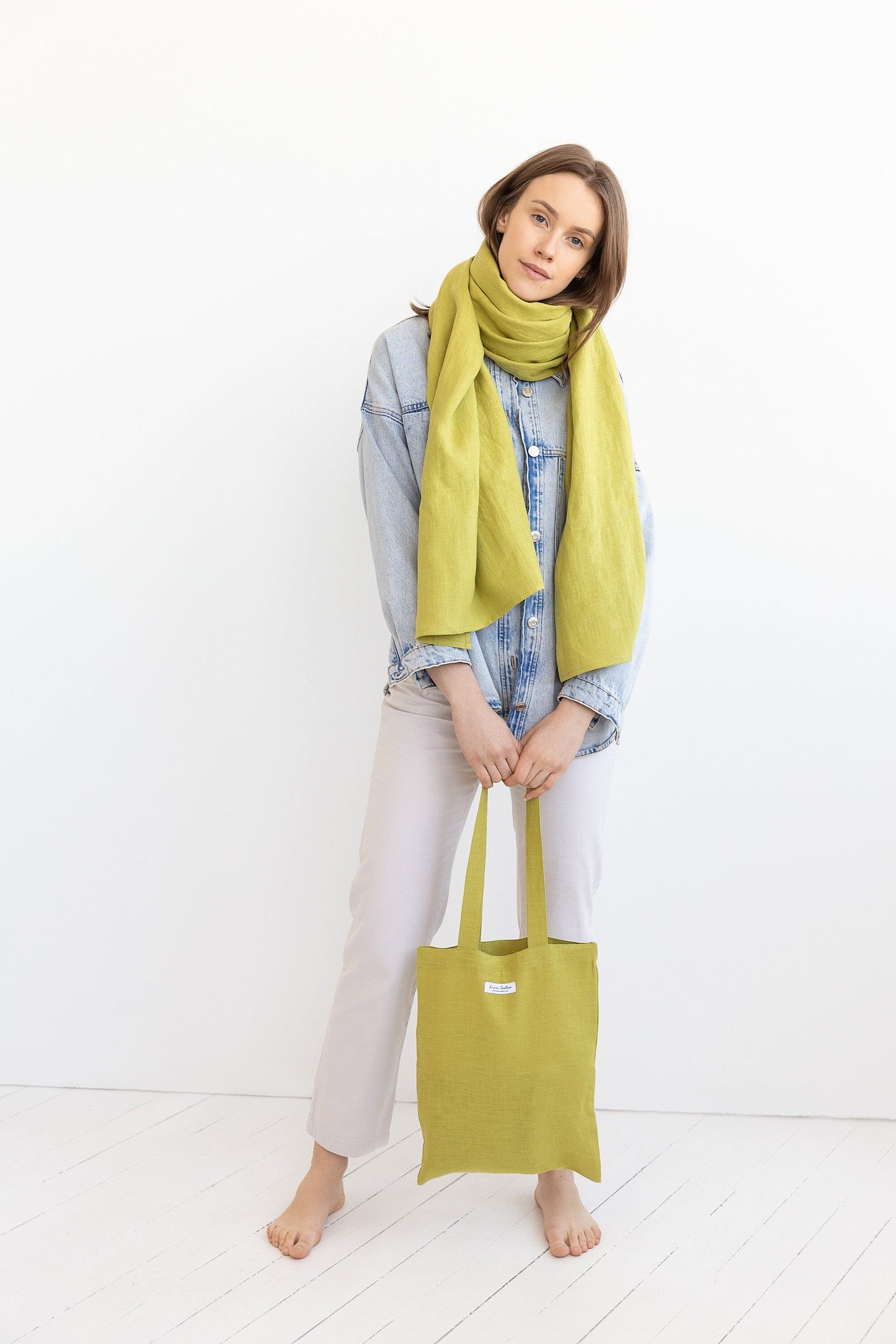 Pear linen tote bag