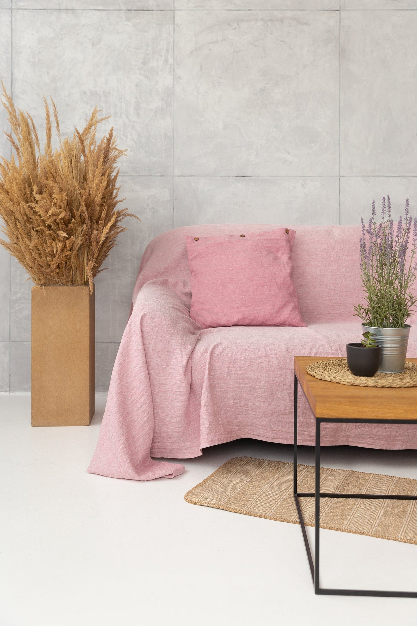 Woodrose linen couch cover