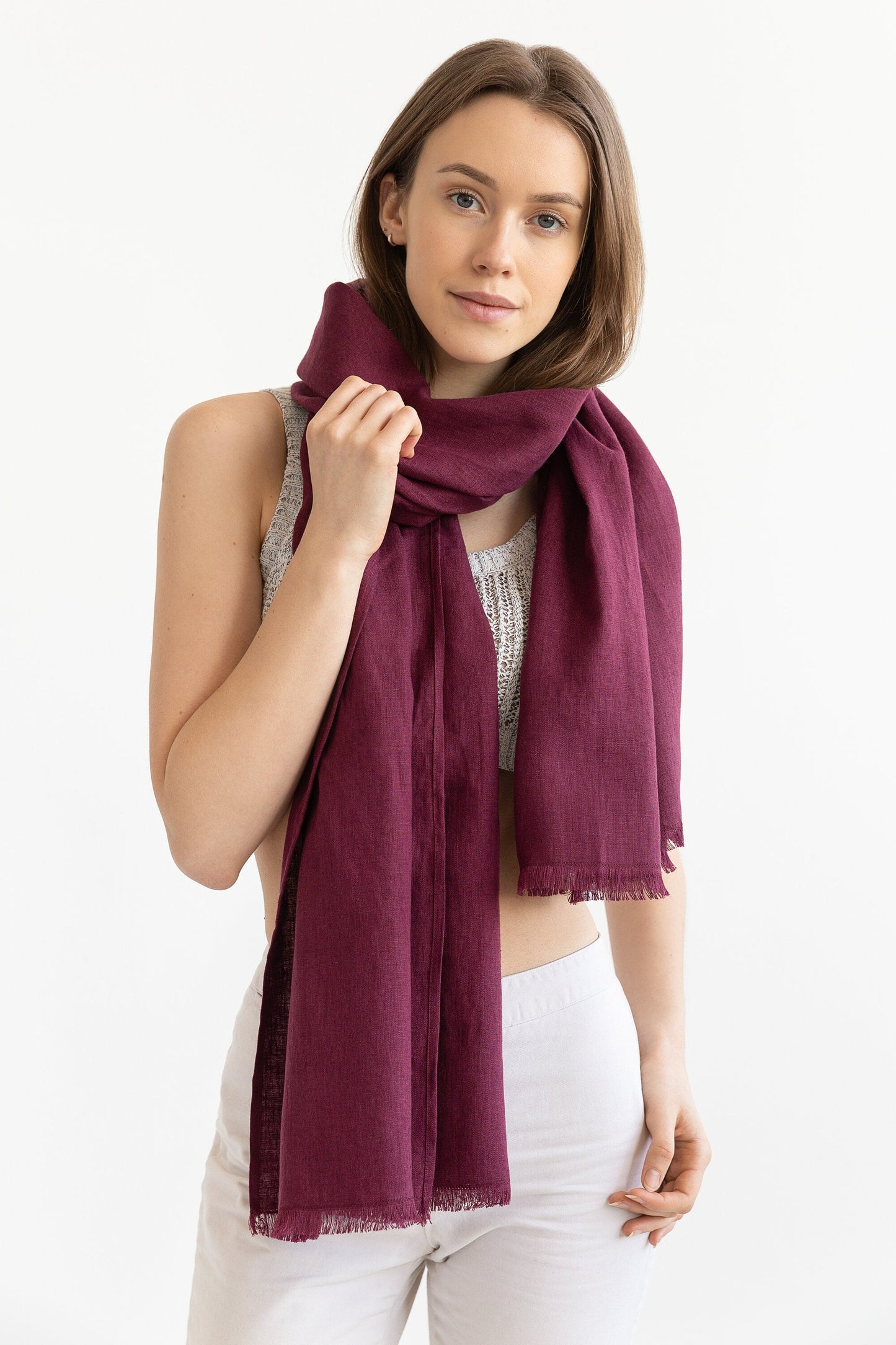 Dark Plum linen scarf
