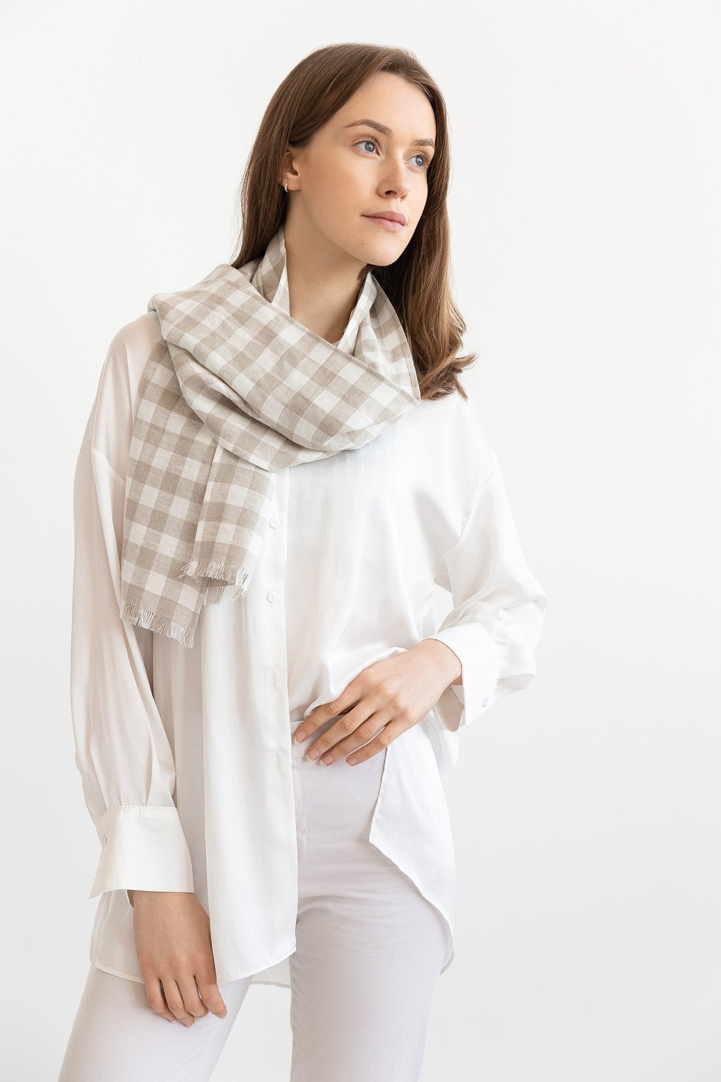 Natural linen scarves