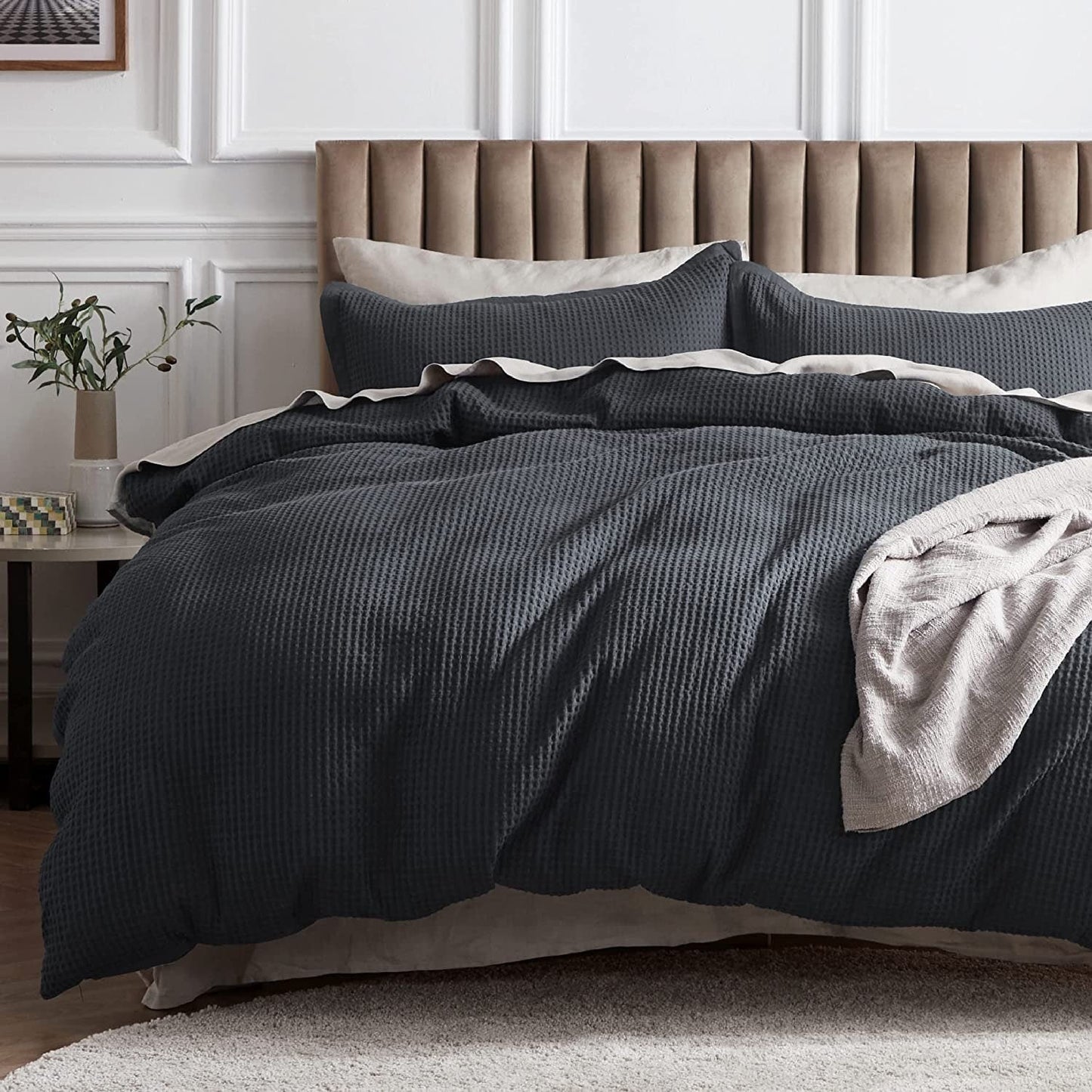 Waffle Weave Linen Cotton Duvet Cover Sets