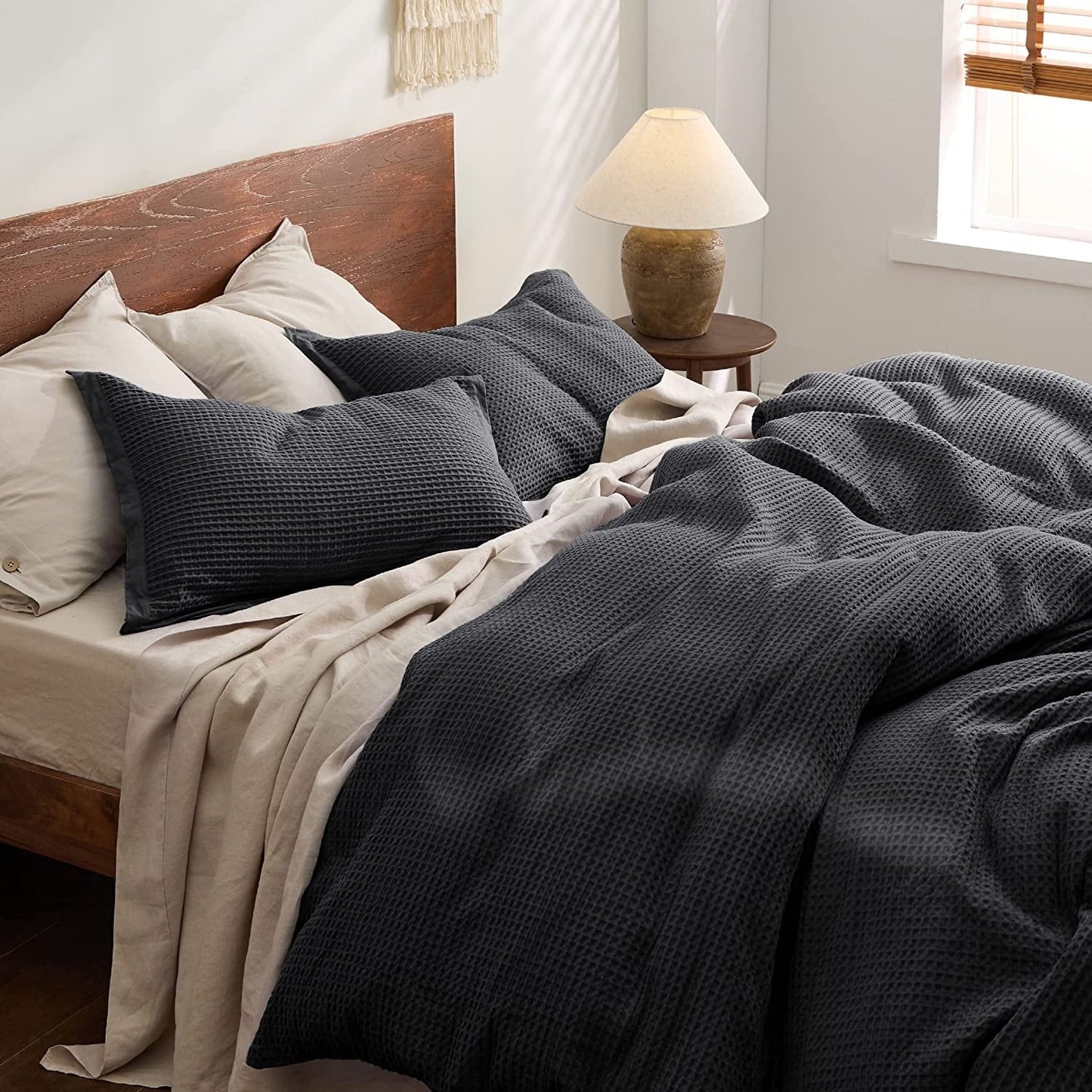 Waffle Weave Linen Cotton Duvet Cover Sets