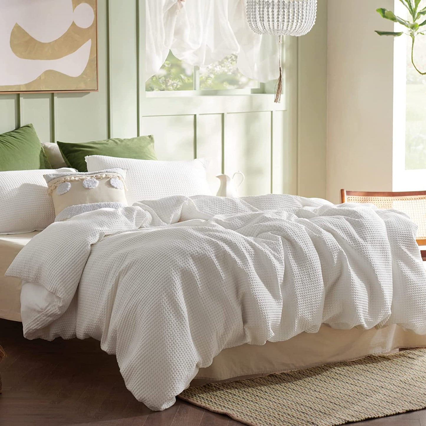 Waffle Weave Linen Cotton Duvet Cover Sets