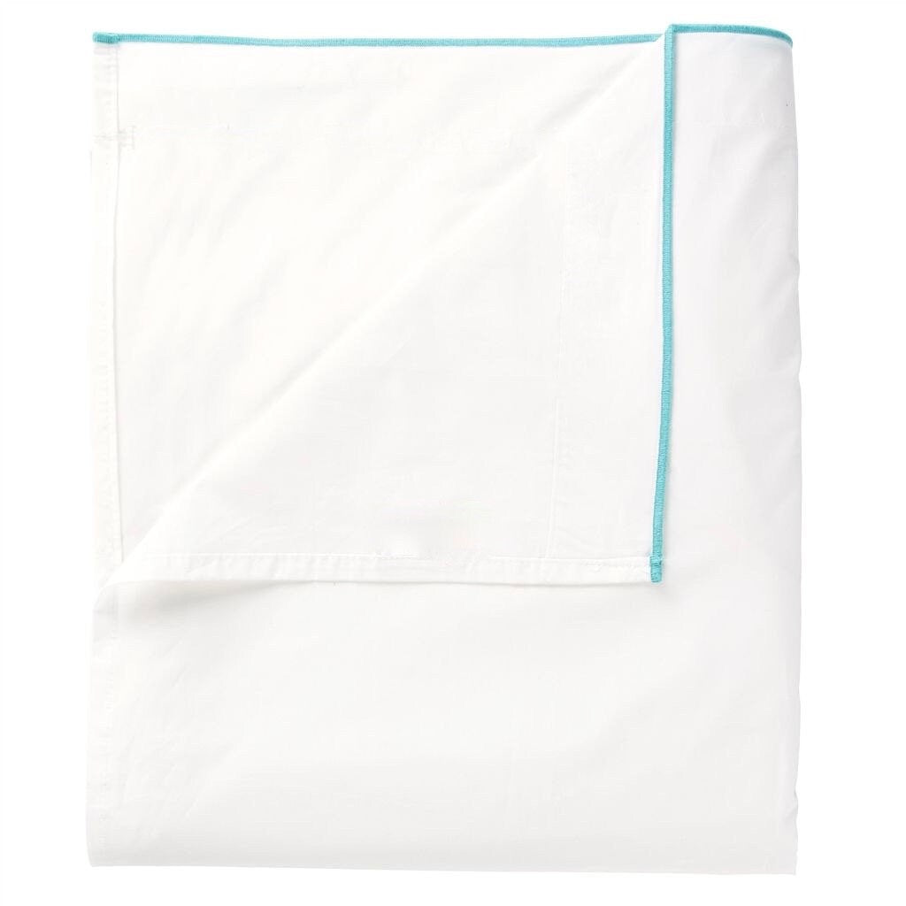White with Light Blue Piping  - Pure Cotton, Pure Linen or Linen