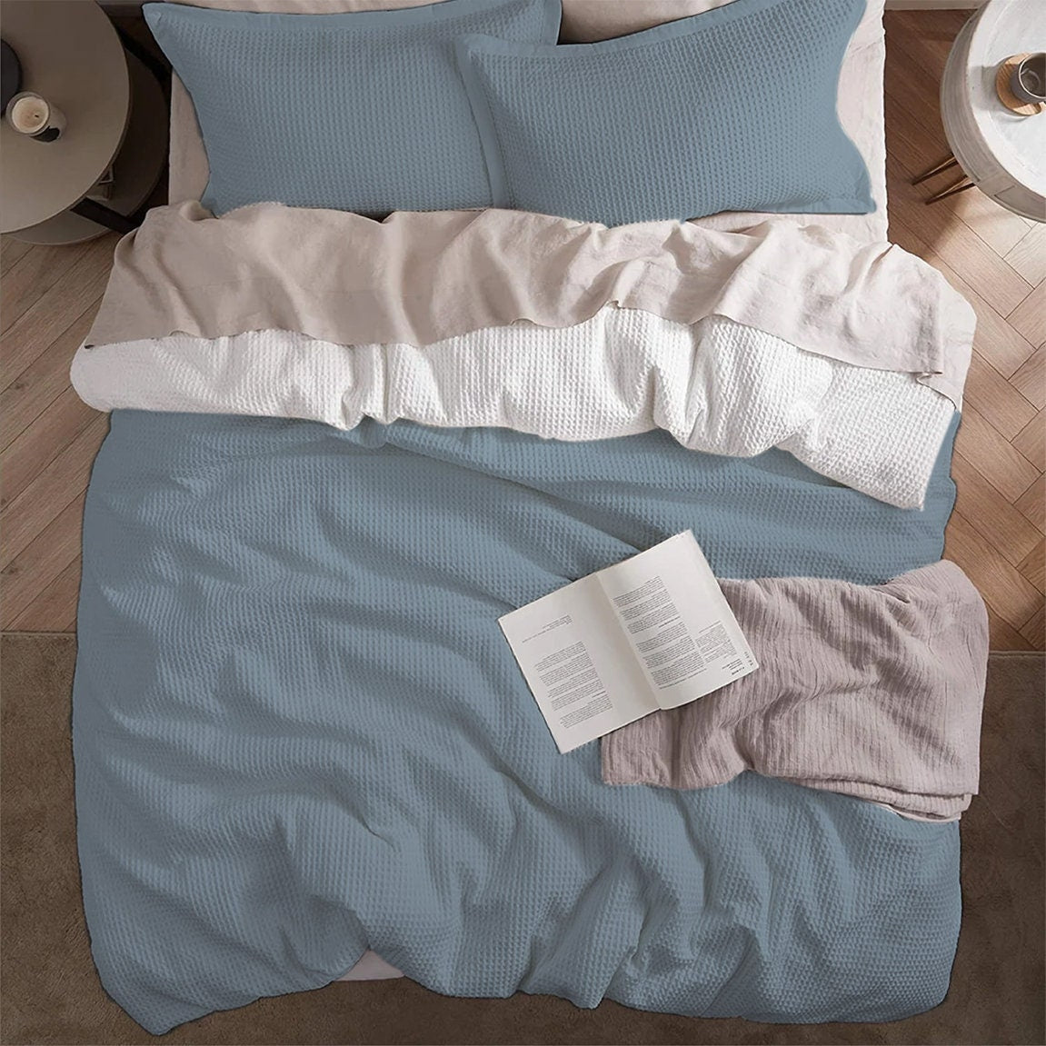 Waffle Weave Pure Linen Duvet Cover Sets