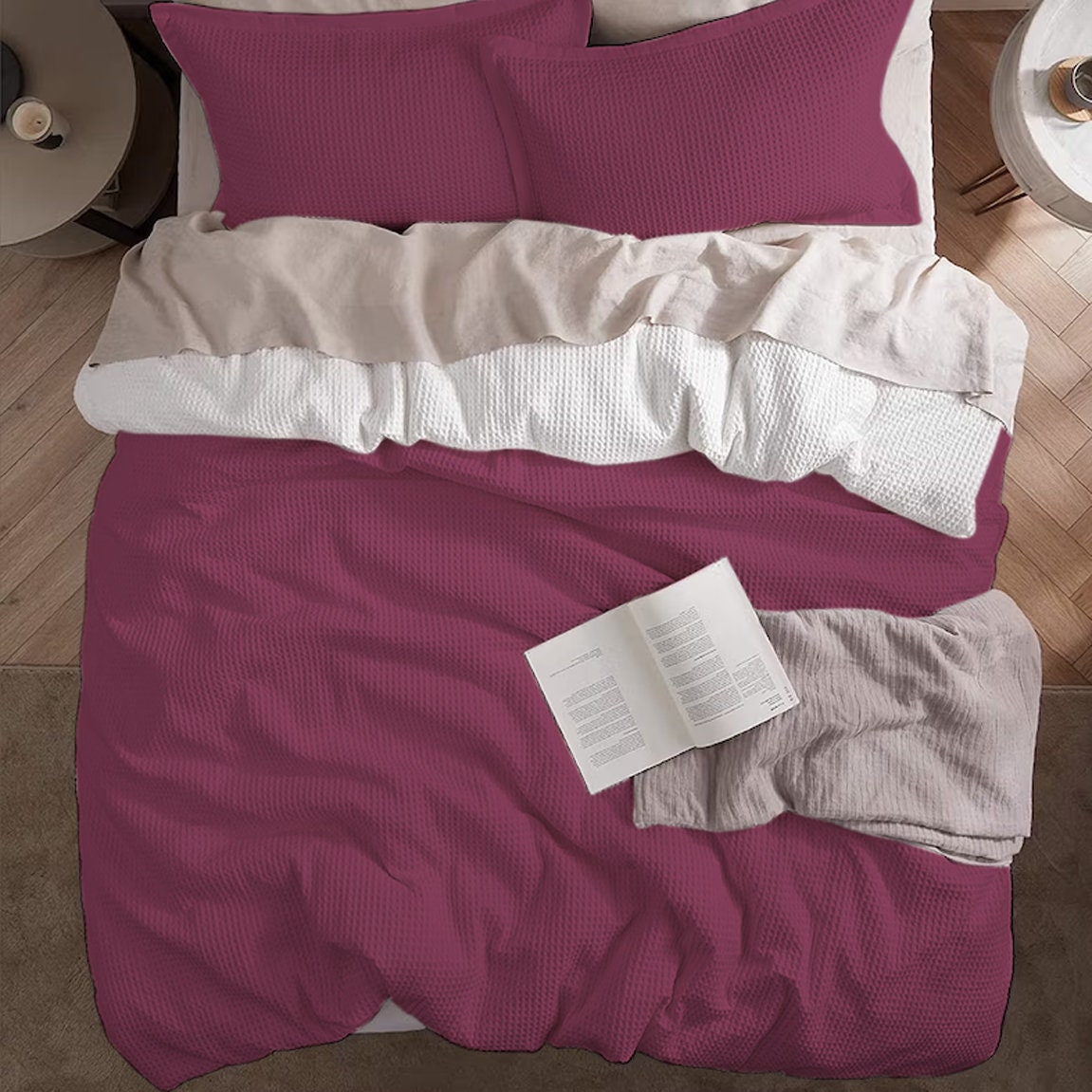 Waffle Weave Linen Cotton Duvet Cover Sets