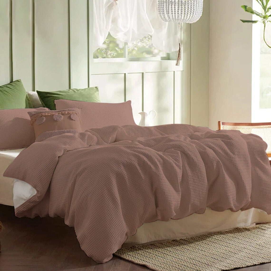 Waffle Weave Linen Cotton Duvet Cover Sets
