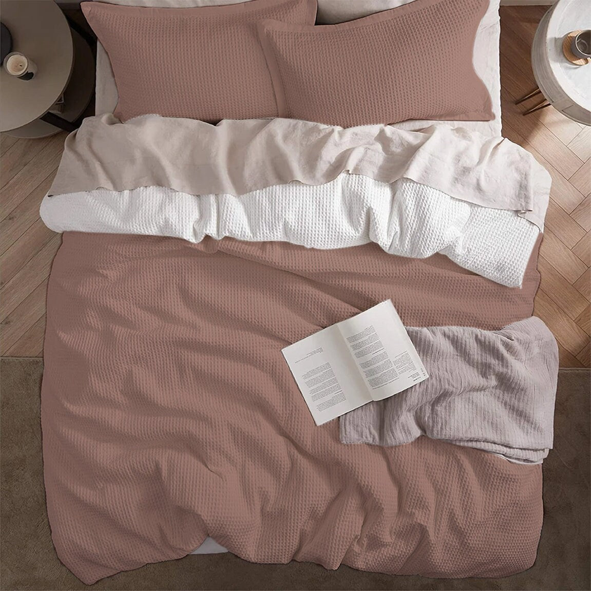 Waffle Weave Linen Cotton Duvet Cover Sets