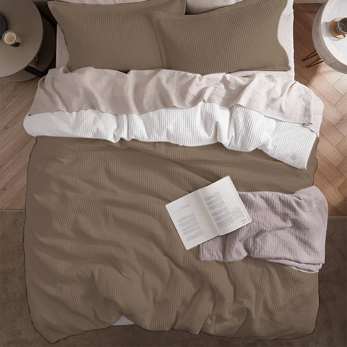 Waffle Weave Pure Linen Duvet Cover Sets
