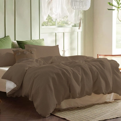 Waffle Weave Linen Cotton Duvet Cover Sets