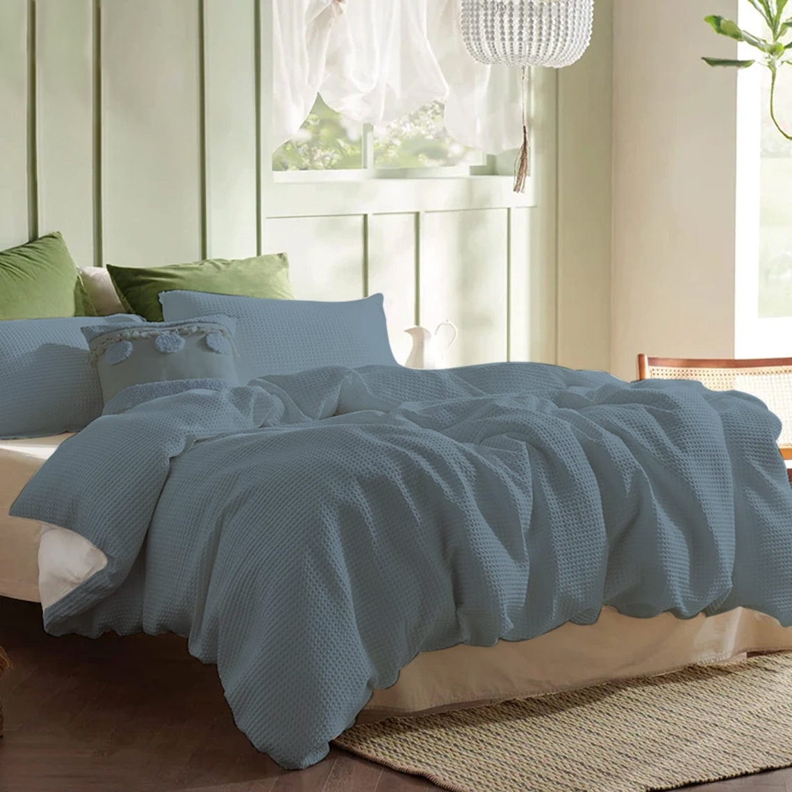 Waffle Weave Pure Linen Duvet Cover Sets