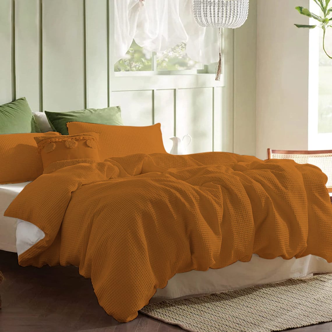 Waffle Weave Linen Cotton Duvet Cover Sets