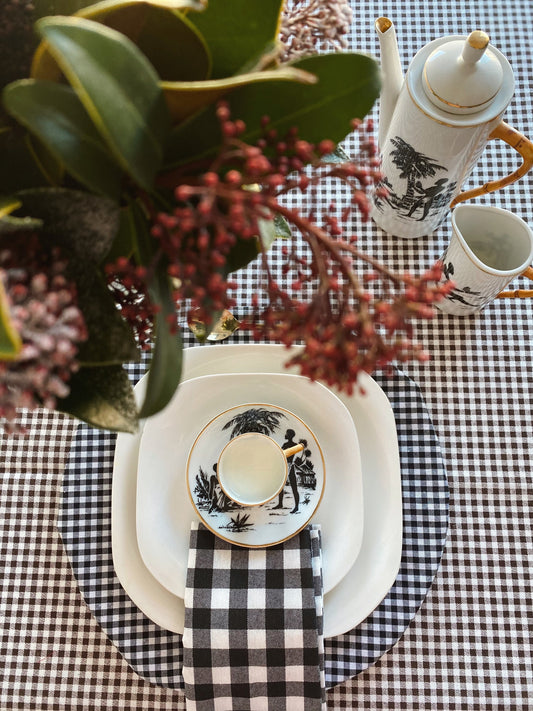 PACK SERVILLETAS VICHY NEGRO CUADRO MEDIANO