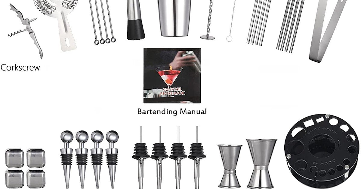 VIKUS 35 Pieces Cocktail Shaker Set Bartender Kit with Rotating 360?